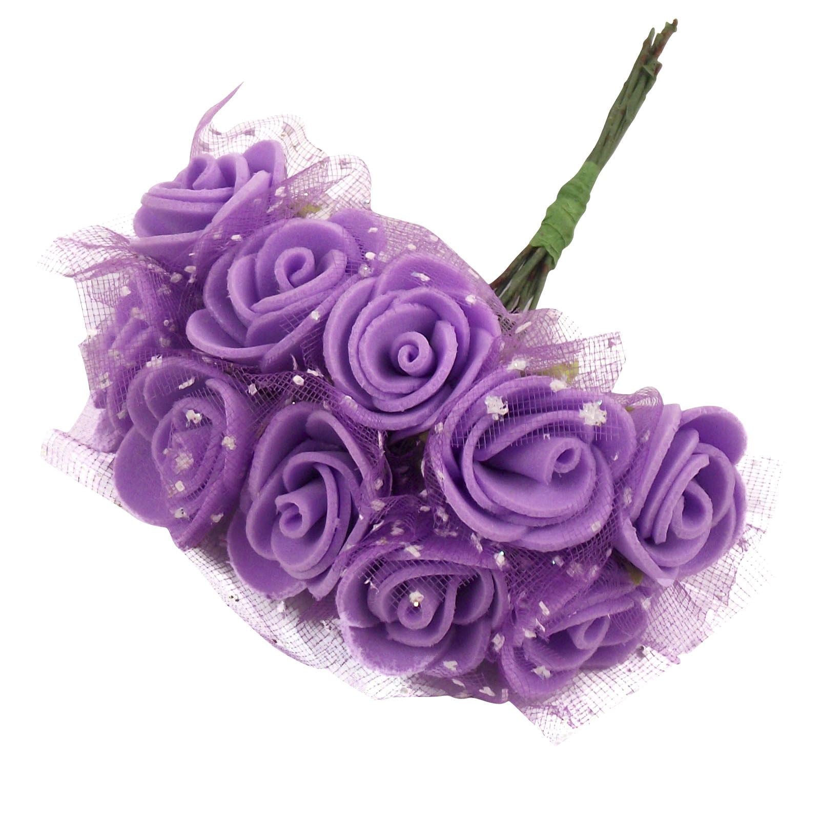 10x Mini Rose Buds with Tulle