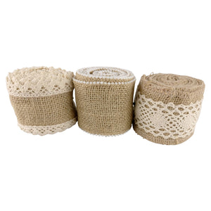 Lace and Pearl Rustic Hessian Ribbon
