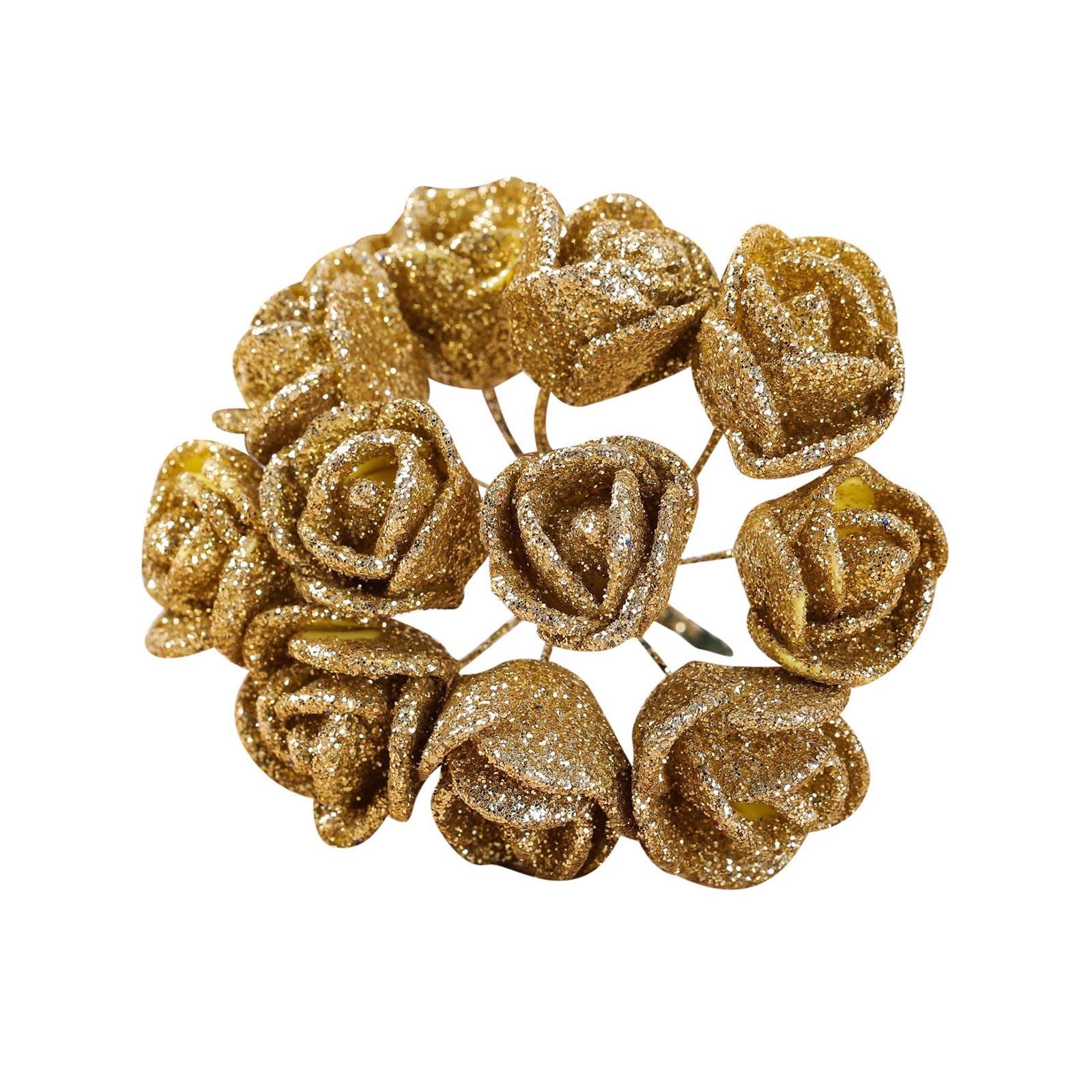 Bundle of 10 Mini Glitter Roses