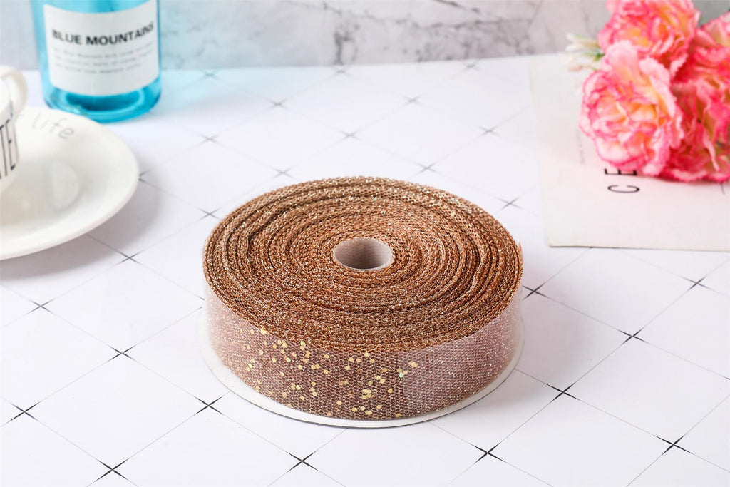 Premium Metallic Glitter Net Ribbon with Sequins 3 Metres