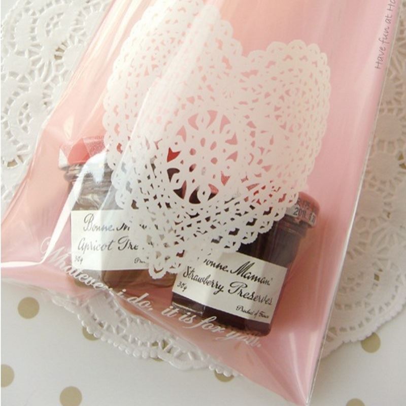 Pink Clear Fronted Cellophane Cookie Bags