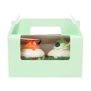 Large Coloured Double Cupcake Boxes with Window and Handle