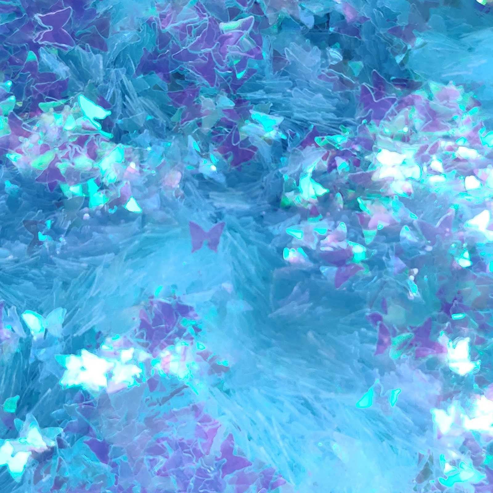 Glitter Elements - Iridescent Baby Blue - 3mm Butterfly