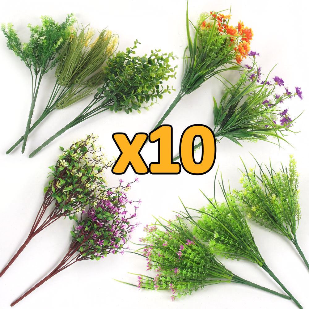 10x Plastic Foliage Bunches
