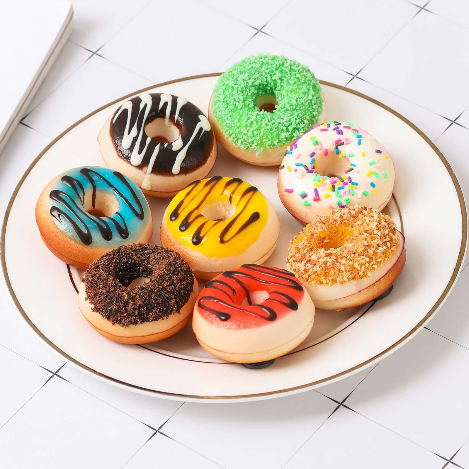 Set of 6 Real Touch Artificial Mini Donuts