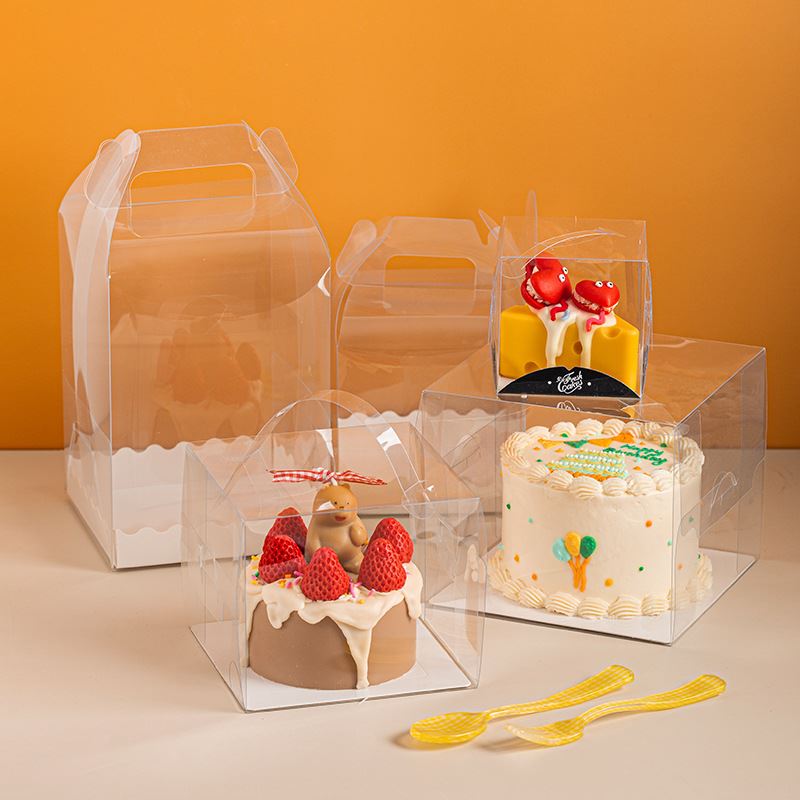 4 Inch to 6 Inch Transparent Mini Cake Box - Carrier PVC Acetate Bento