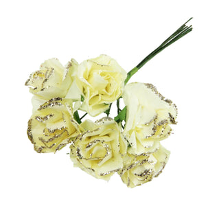 2x Bunches of Mini Paper Gold Glittered Roses