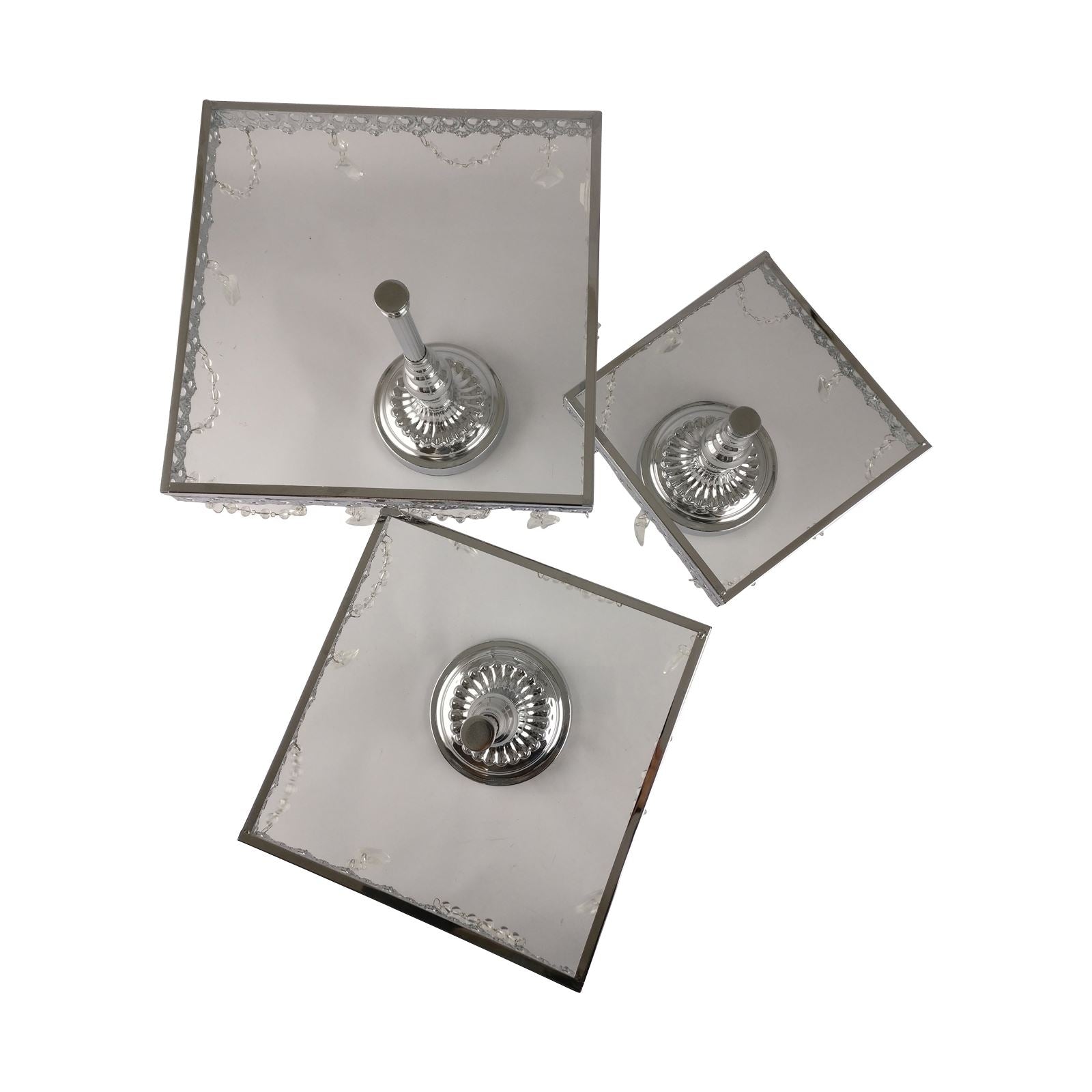 Set of 3 Metallic Crystal Cake Stands