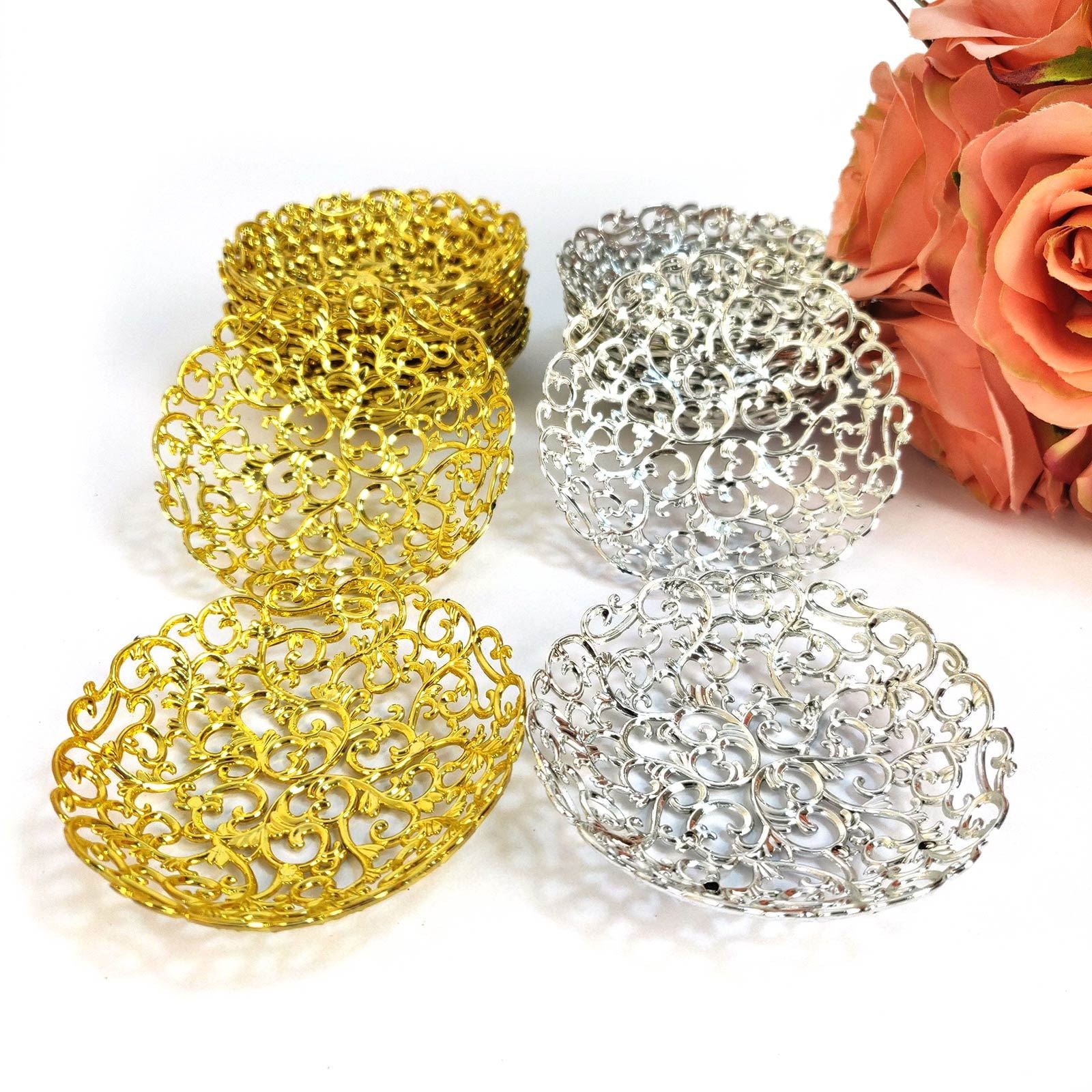 Mini Ornate Lace Effect Plastic Canape Serving Dishes