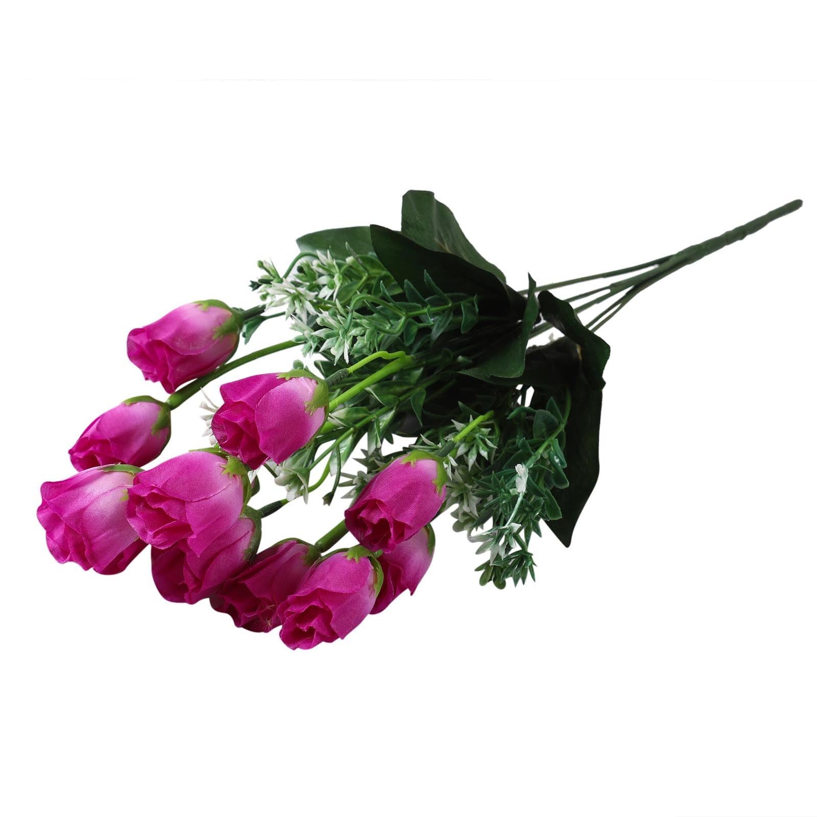 10 Head Small Tulip Rosebud Flower Bunch