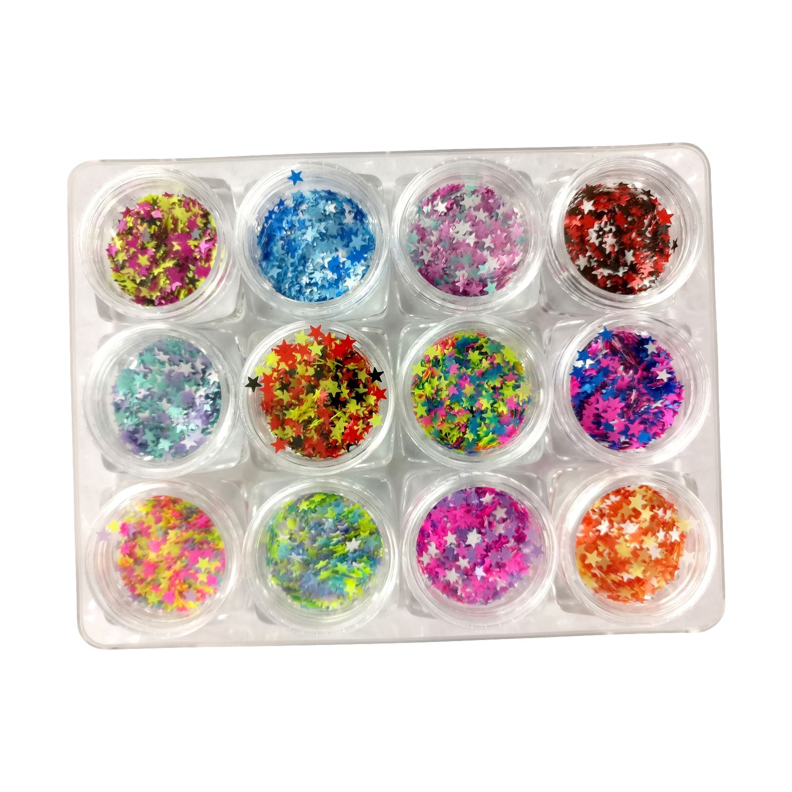 Set of 12 Cosmetic Star Glitters Pots