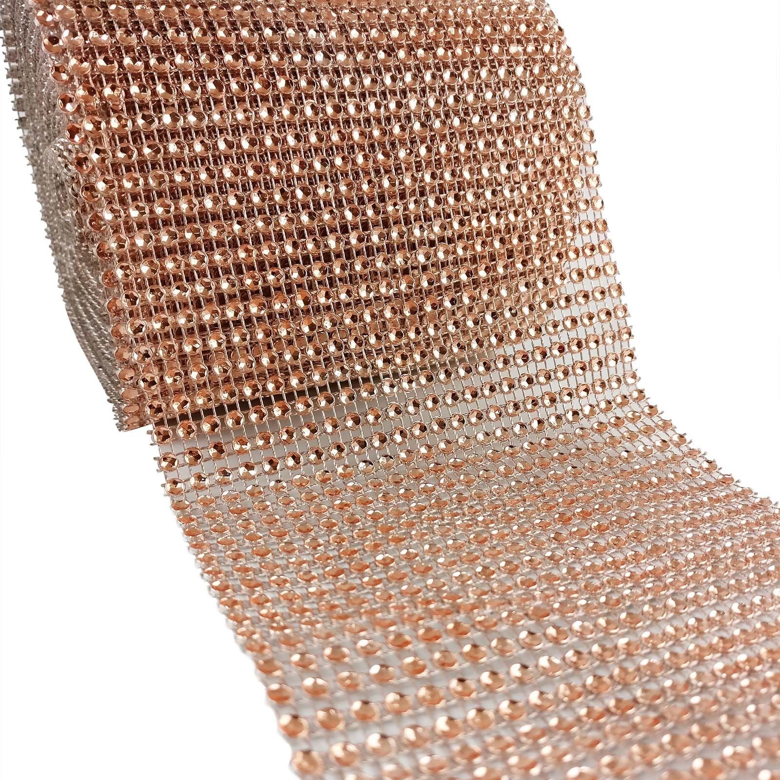 Diamante Effect Mesh Roll 24 Rows- Rose Gold