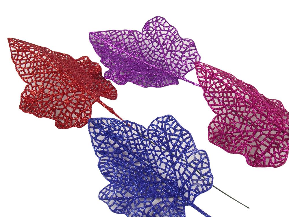 Small 11cm Glitter Leaves