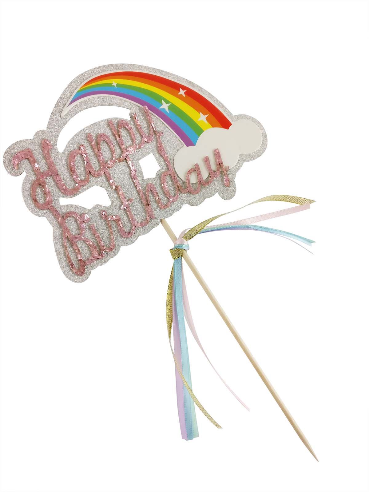 Rainbow Happy Birthday Cake Topper