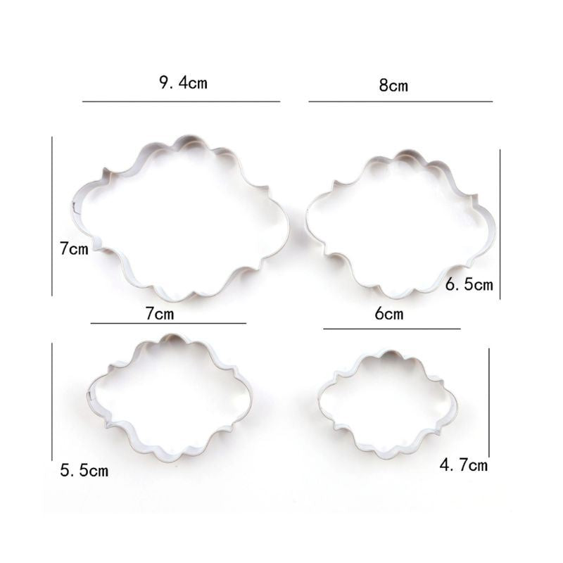 Set of 4 Plaque Frame Stainless Steel Cookie Cutters