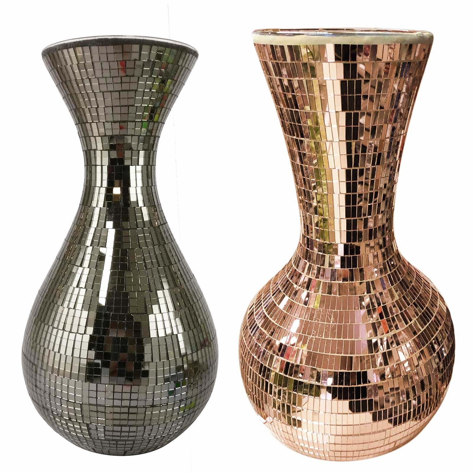 Metallic Mirrored Mosaic Ceramic Vases