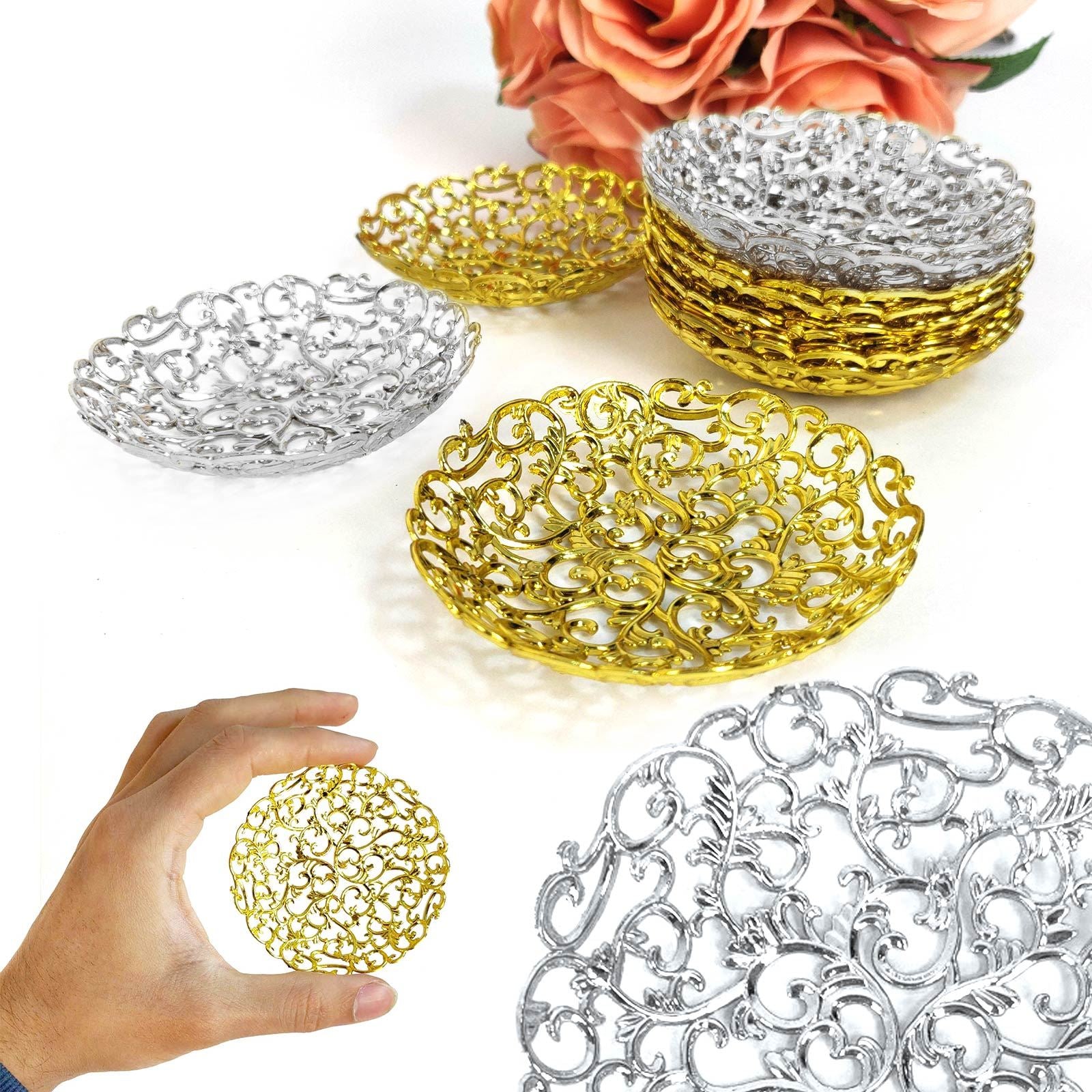 Mini Ornate Lace Effect Plastic Canape Serving Dishes