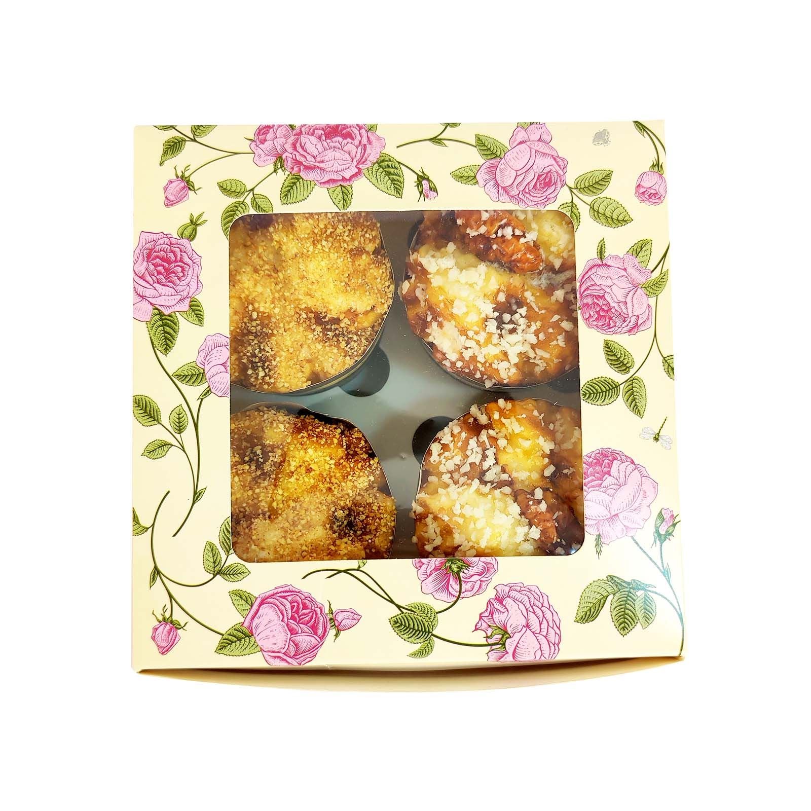 Vintage Floral Printed 4 Hole Cupcake Boxes
