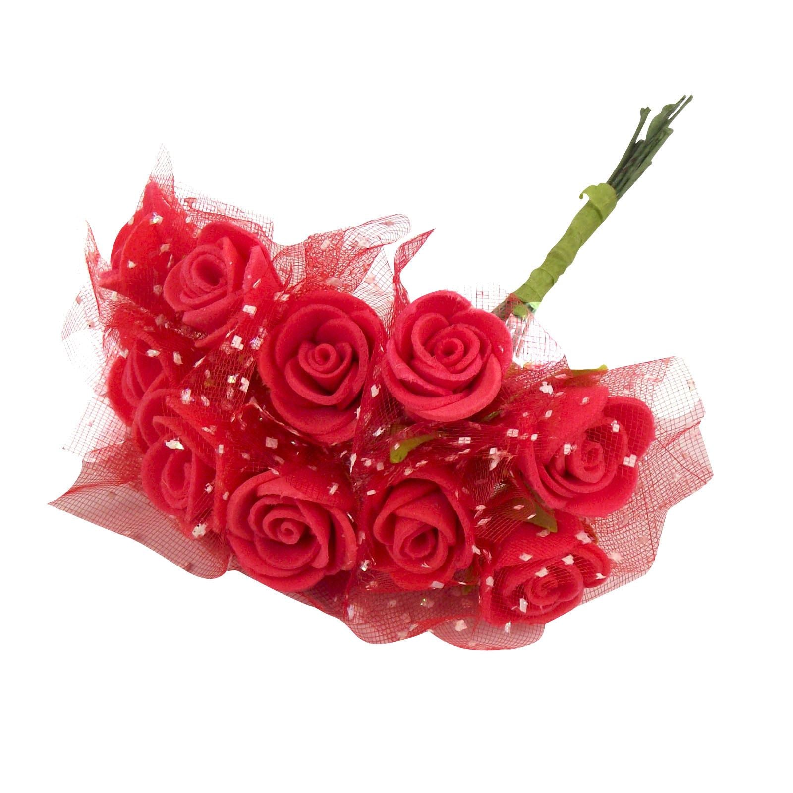 10x Mini Rose Buds with Tulle