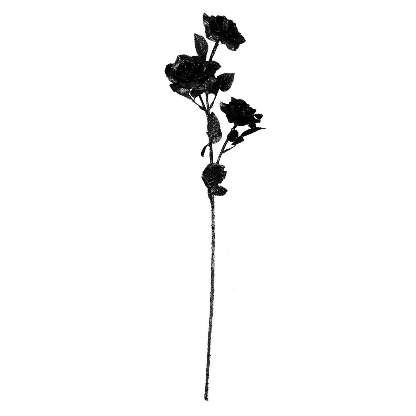 Heavy Glittered 3 Head Rose Spray