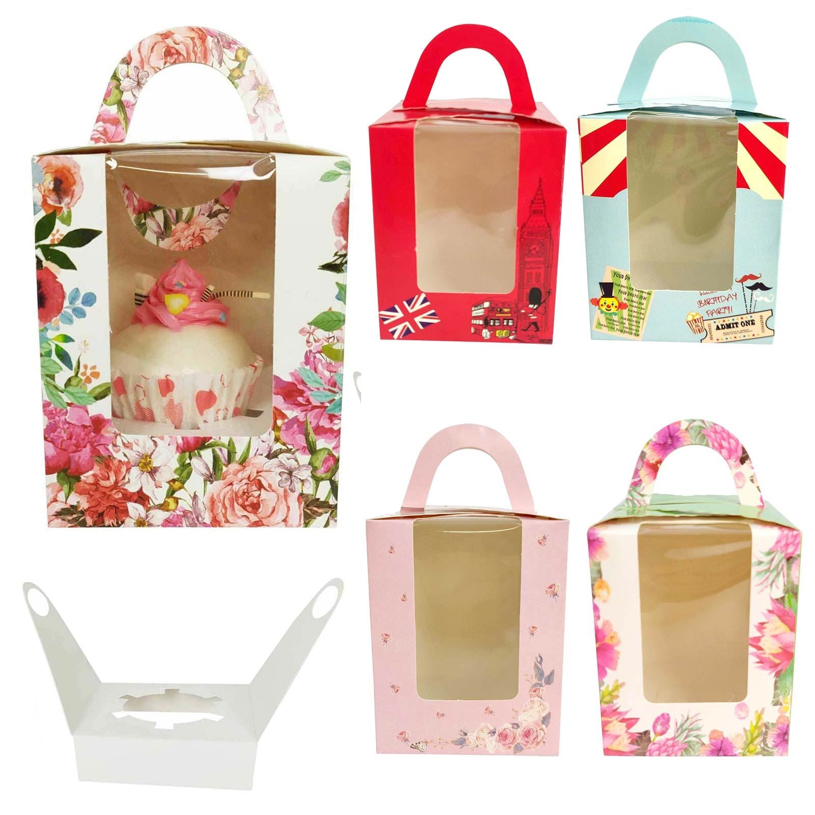 Vintage Printed Large Single Cupcake Boxes