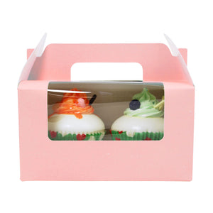 Large Coloured Double Cupcake Boxes with Window and Handle