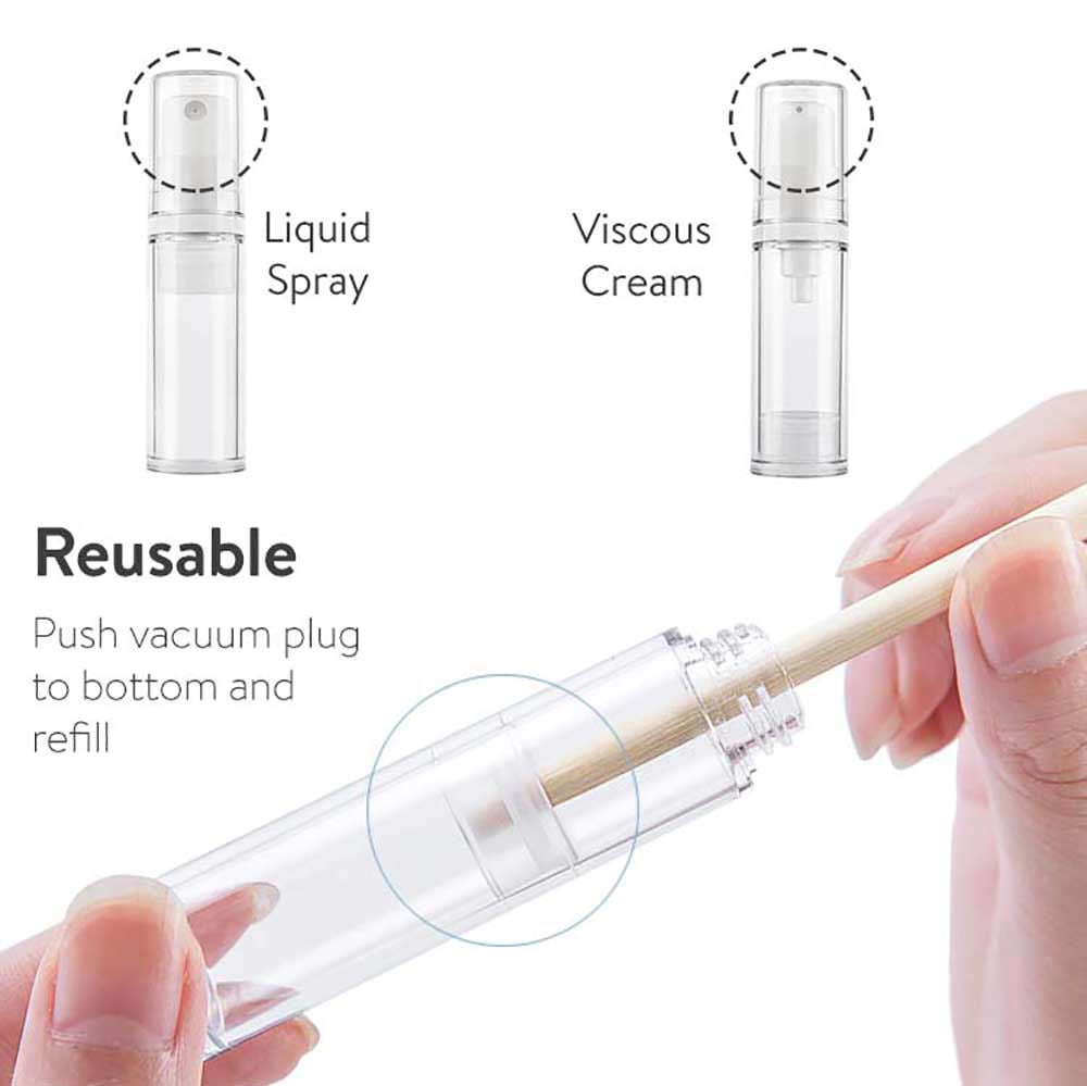 Airless and Strawless Cream and Spray Dispenser Travel Bottles