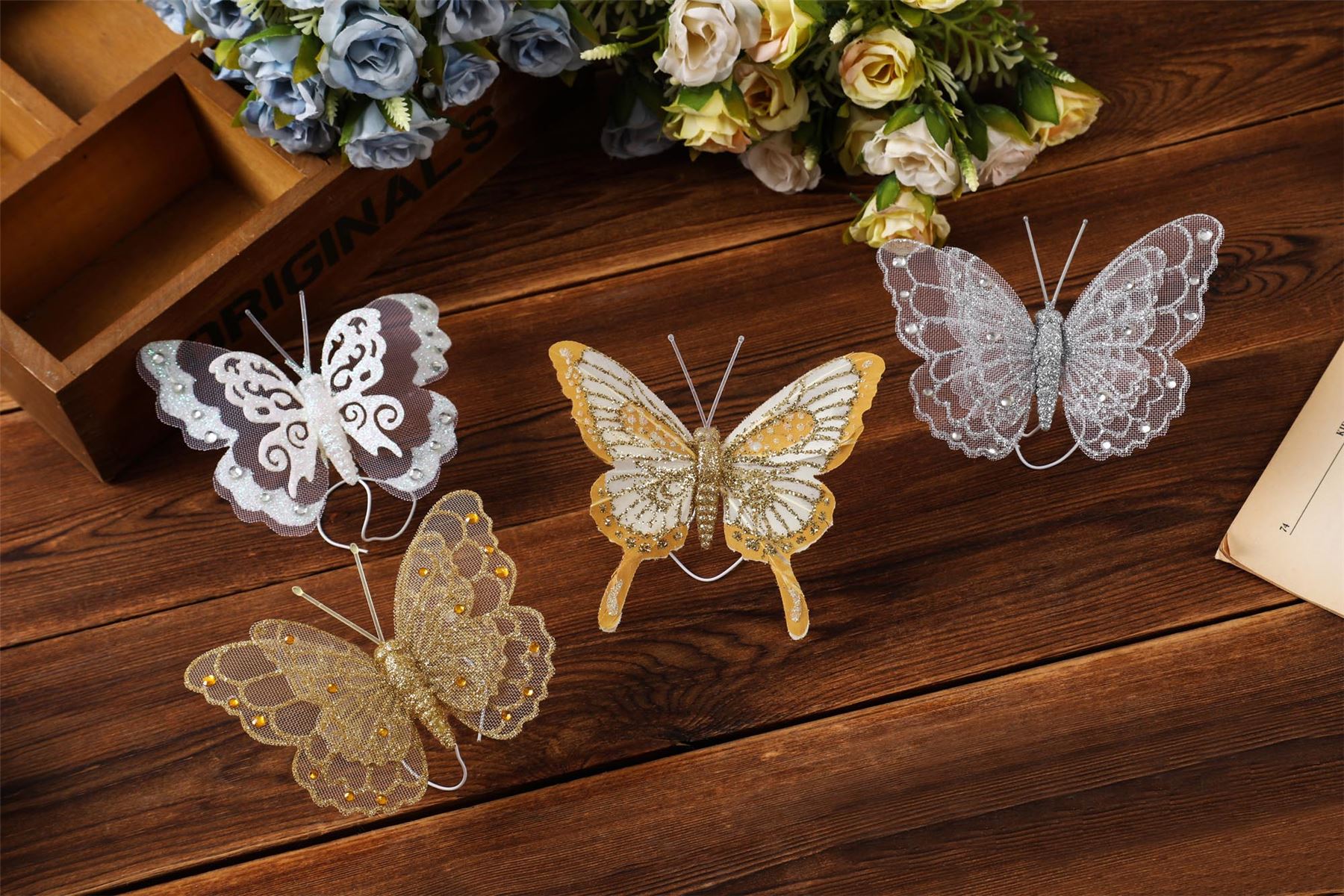 Box of 12 Large Gauze Butterflies