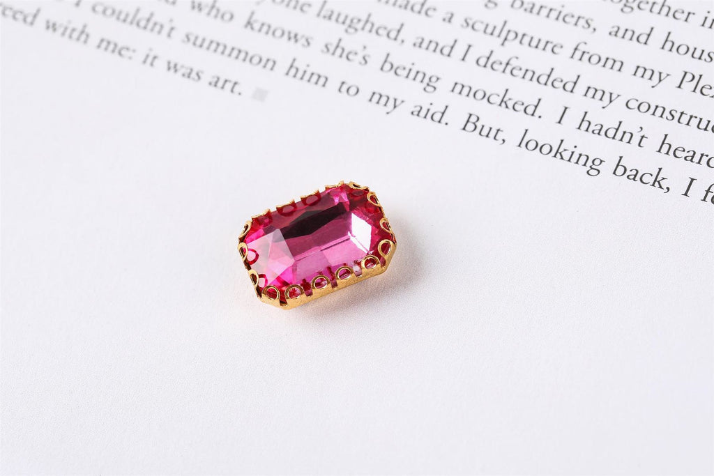 Coloured Large Rectangular Rhinestones in Setting
