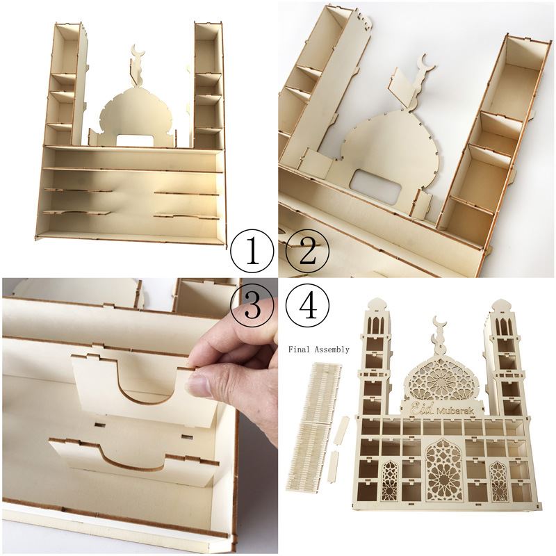 Deluxe 3D Laser Cut Ply Wooden Ramadan Advent Calender with LED Light