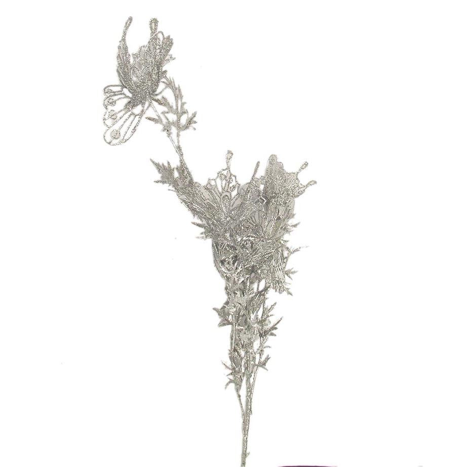 Long Full Glittered Butterfly Spray