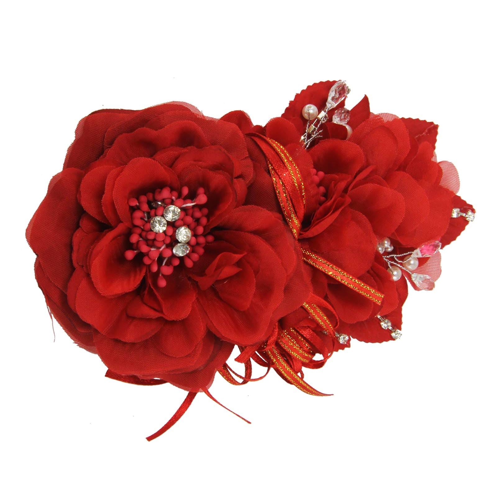 Long Premium Rose and Diamante Fascinator