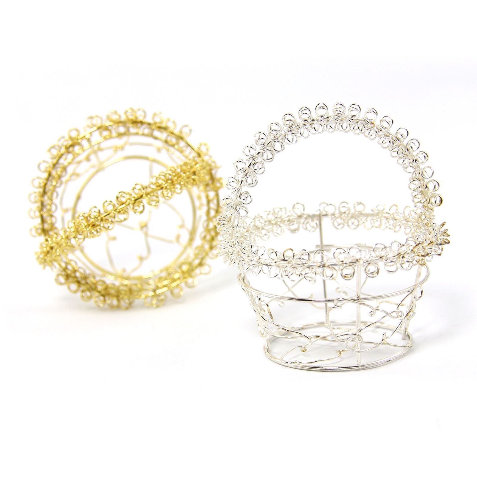 Mini Favour Wire Baskets in Gold or Silver