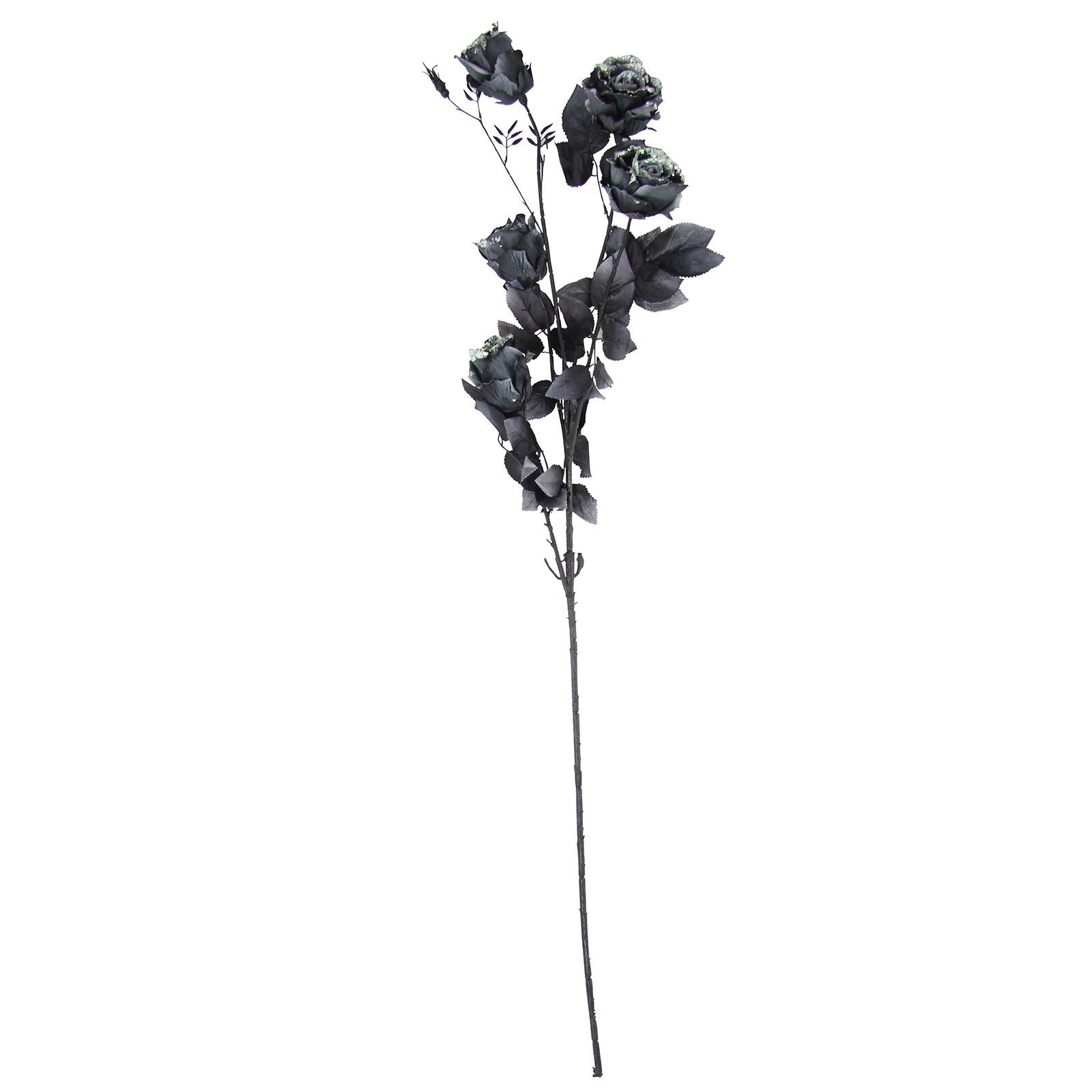 5 Head Gothic Glitter Rose Spray