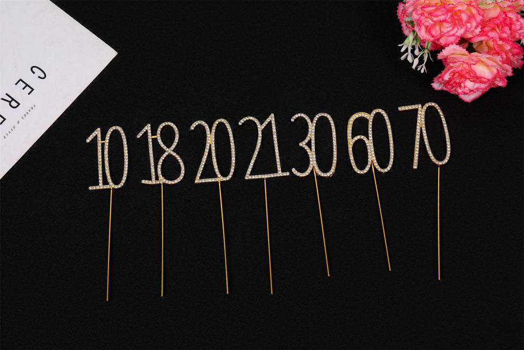 Premium Metal Diamante Number Cake Toppers