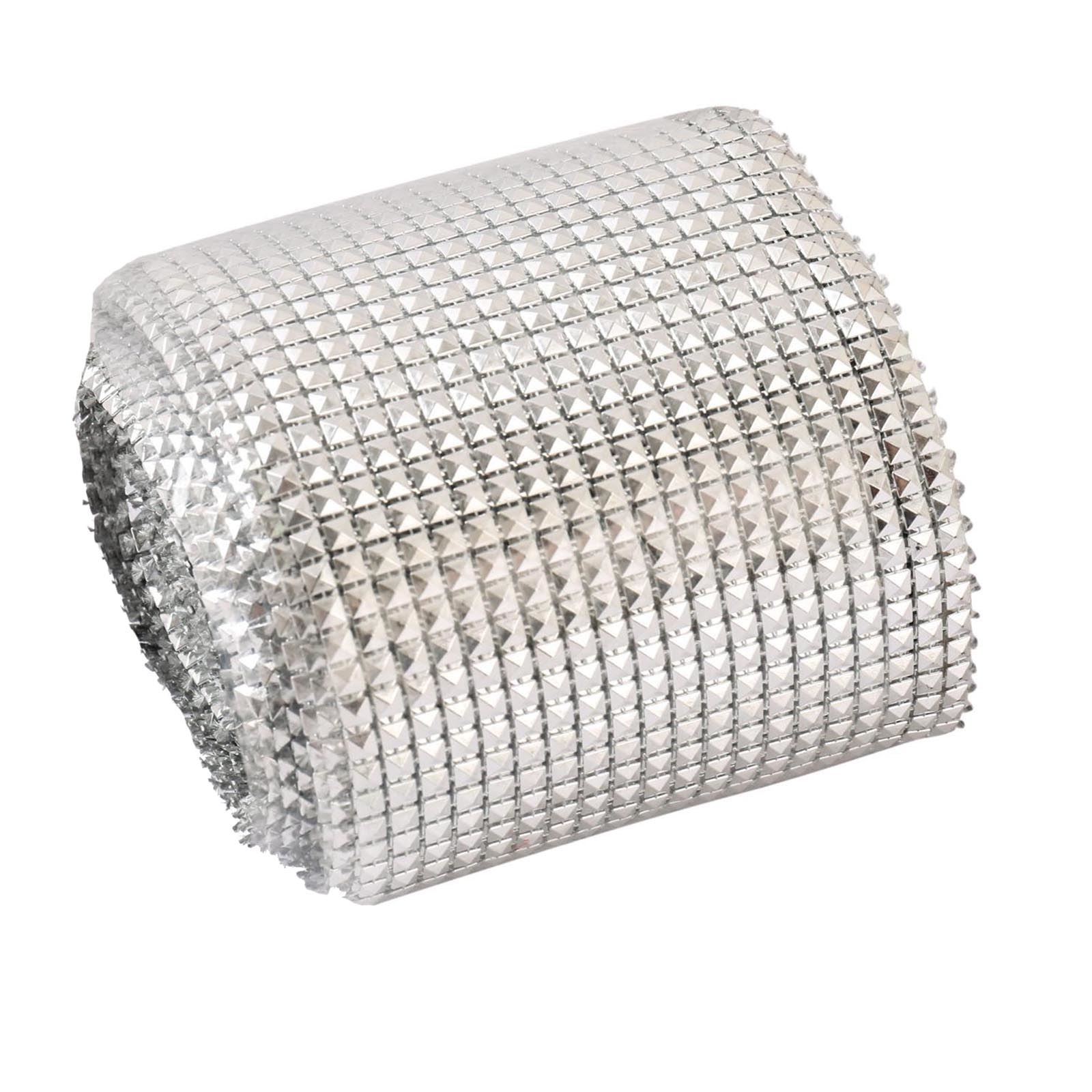 24 Row Metallic Stud Diamante Mesh