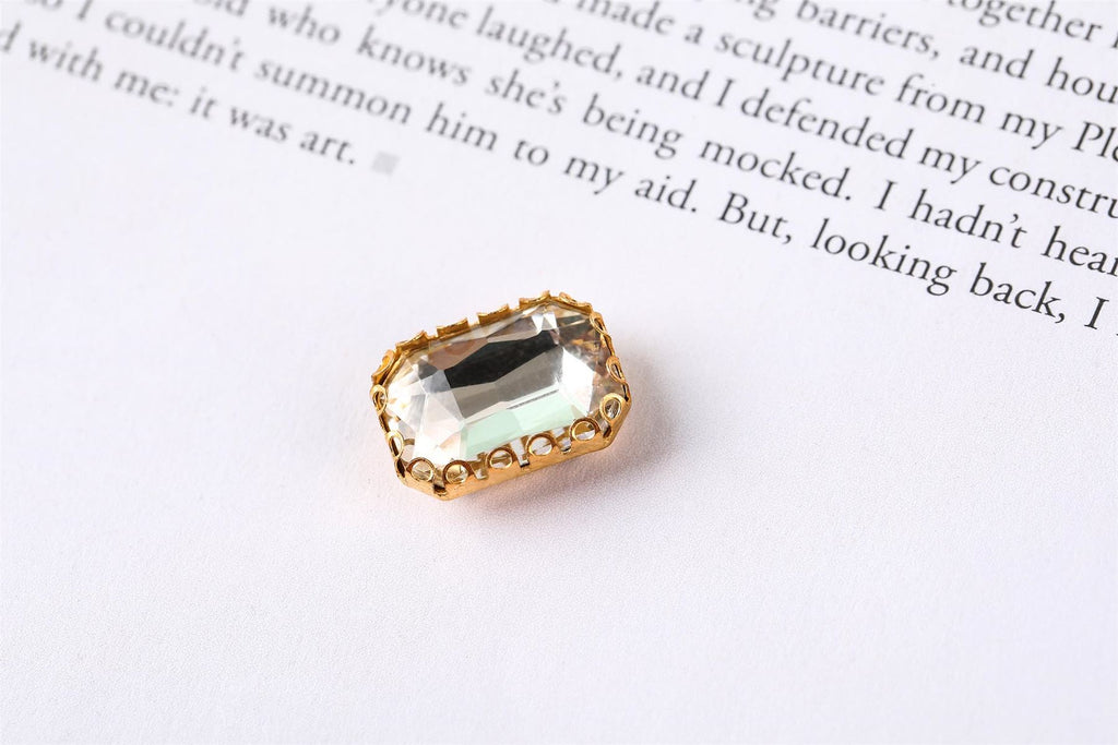 Coloured Large Rectangular Rhinestones in Setting
