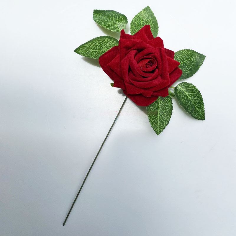 Premium Velvet Single Roses with Wire Stem