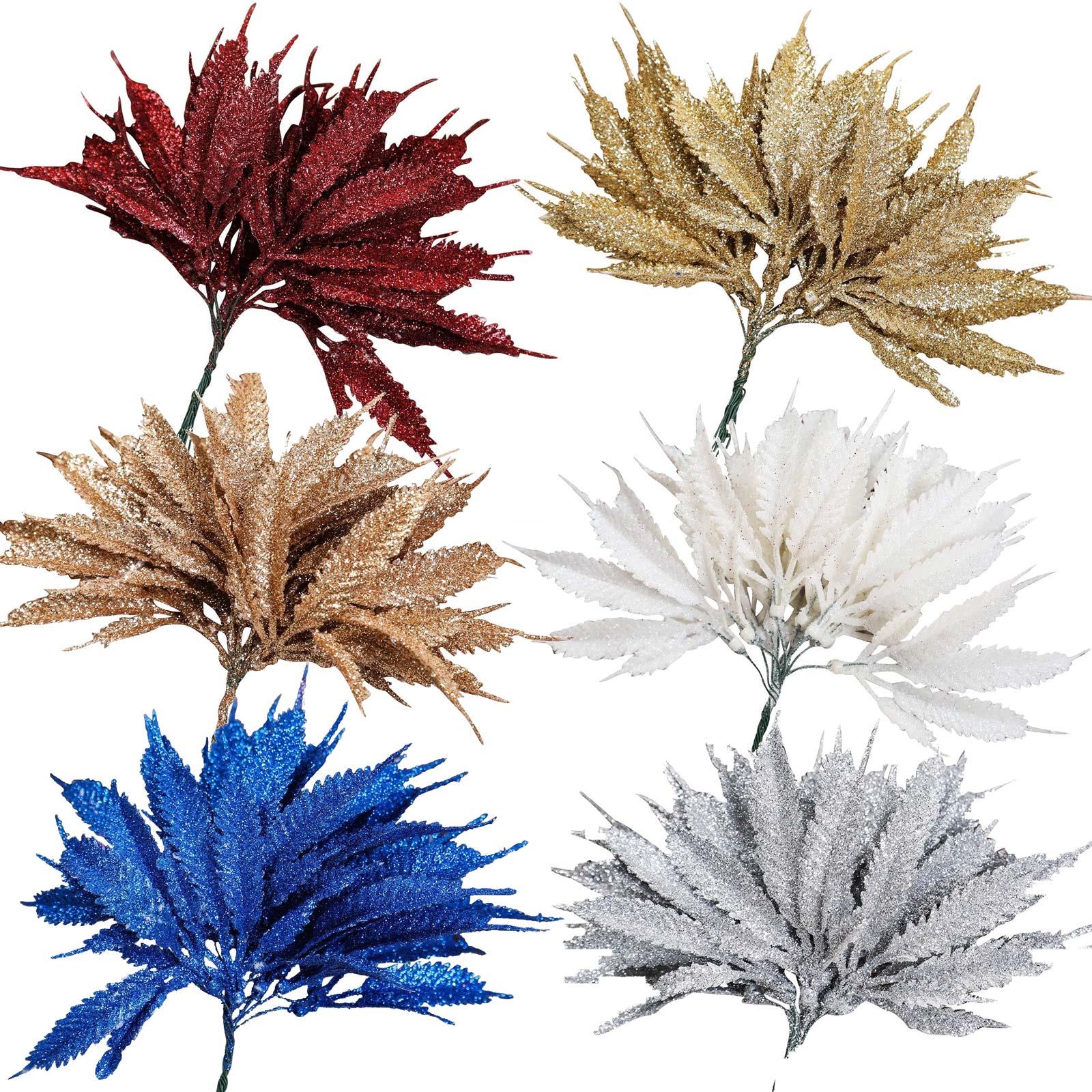 Bundle of 6 Mini Glitter Palm Leaves