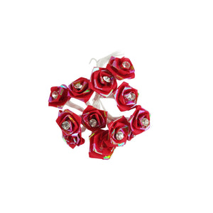 Bundle of 12 Mini Satin Diamante Roses