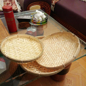 2x Natural Bamboo Chaba Basket - Roti Naan Tray Hamper Holder Kitchen Poppadom Fruit