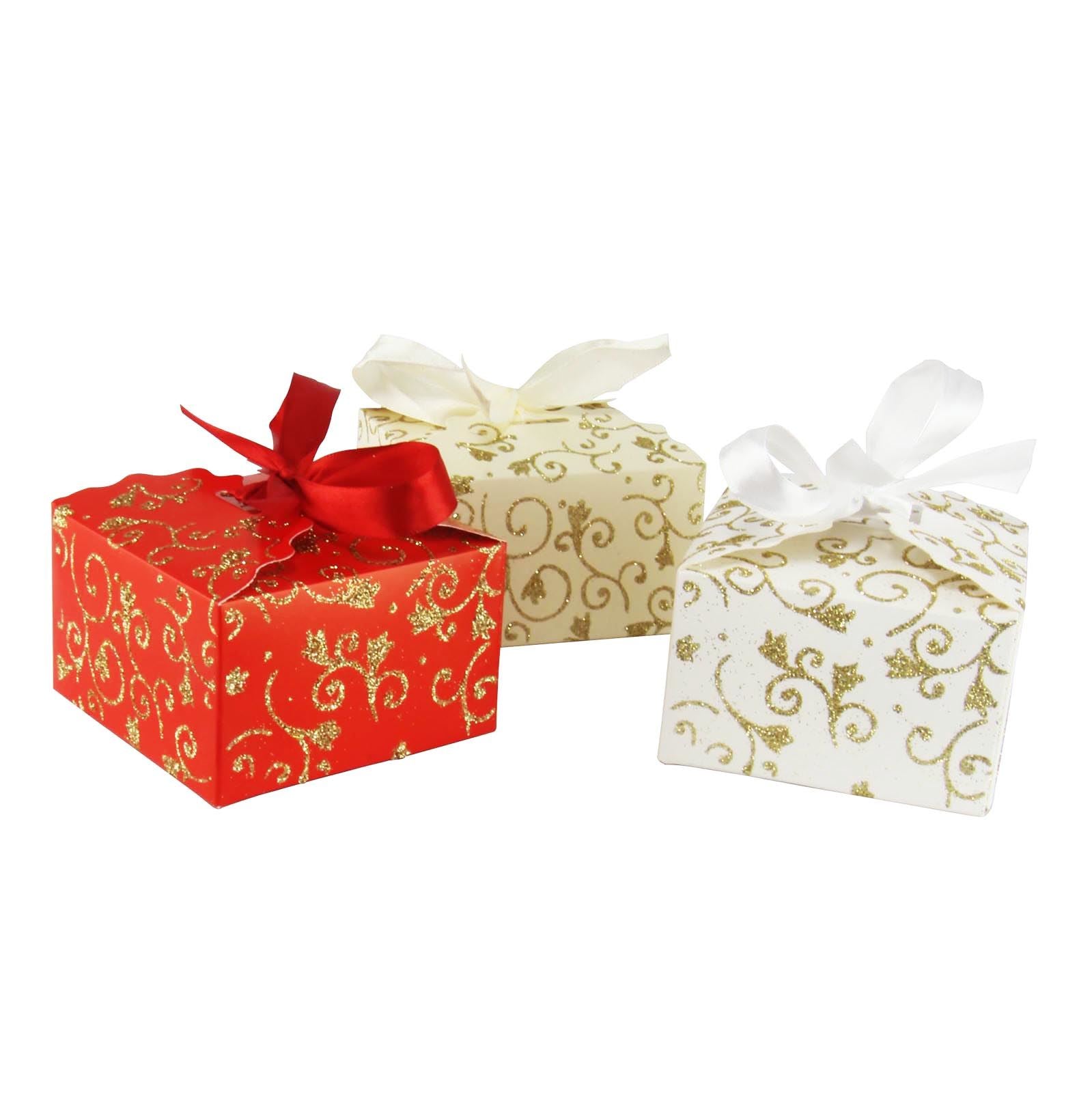 Large Glitter Swirl Favour Boxes with Ribbon