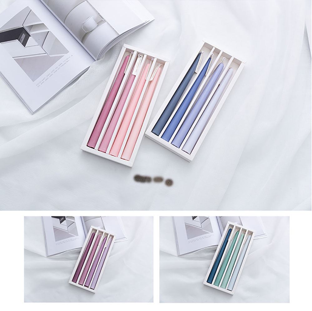 Set of 4 Large 10" Matte Pastel Taper Dinner Candles