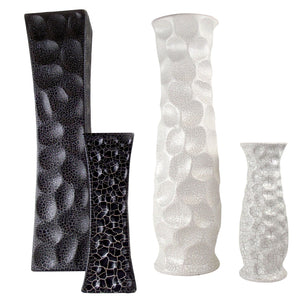 Tall Dimpled Rustic Effect Glitter Ceramic Vases