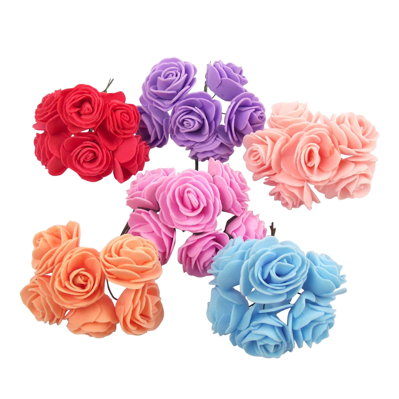 2x Bunches 4cm Small Foam Open Roses