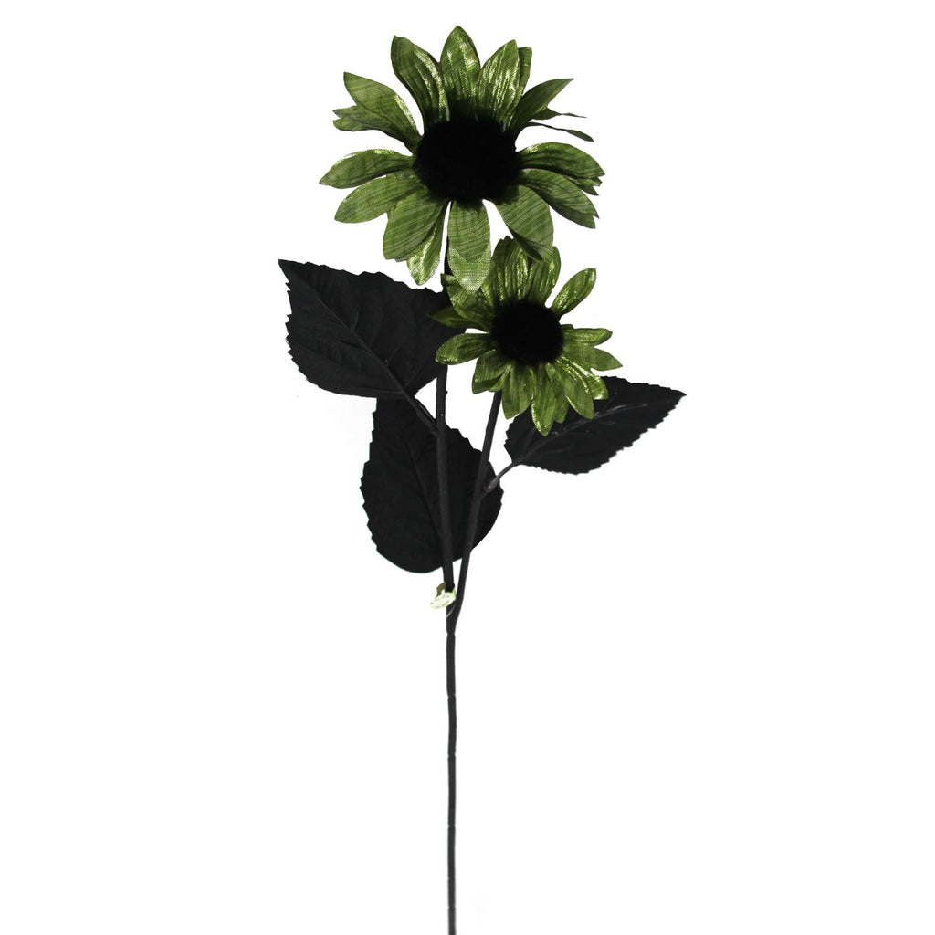 Box of 12 2 Head Green Metallic Sunflower Spray
