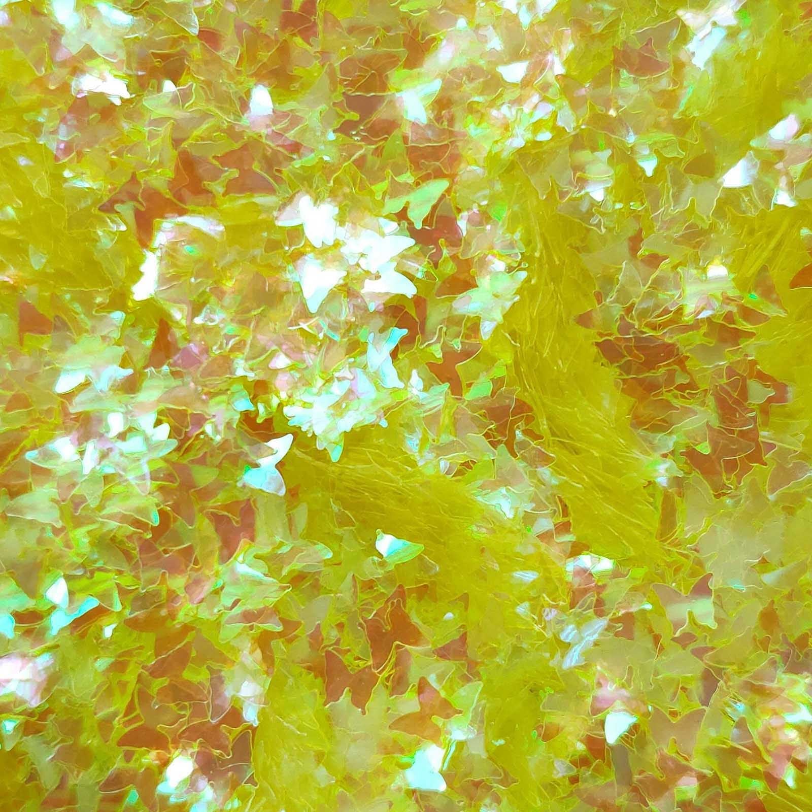 Glitter Elements - Iridescent Yellow - 3mm Butterfly