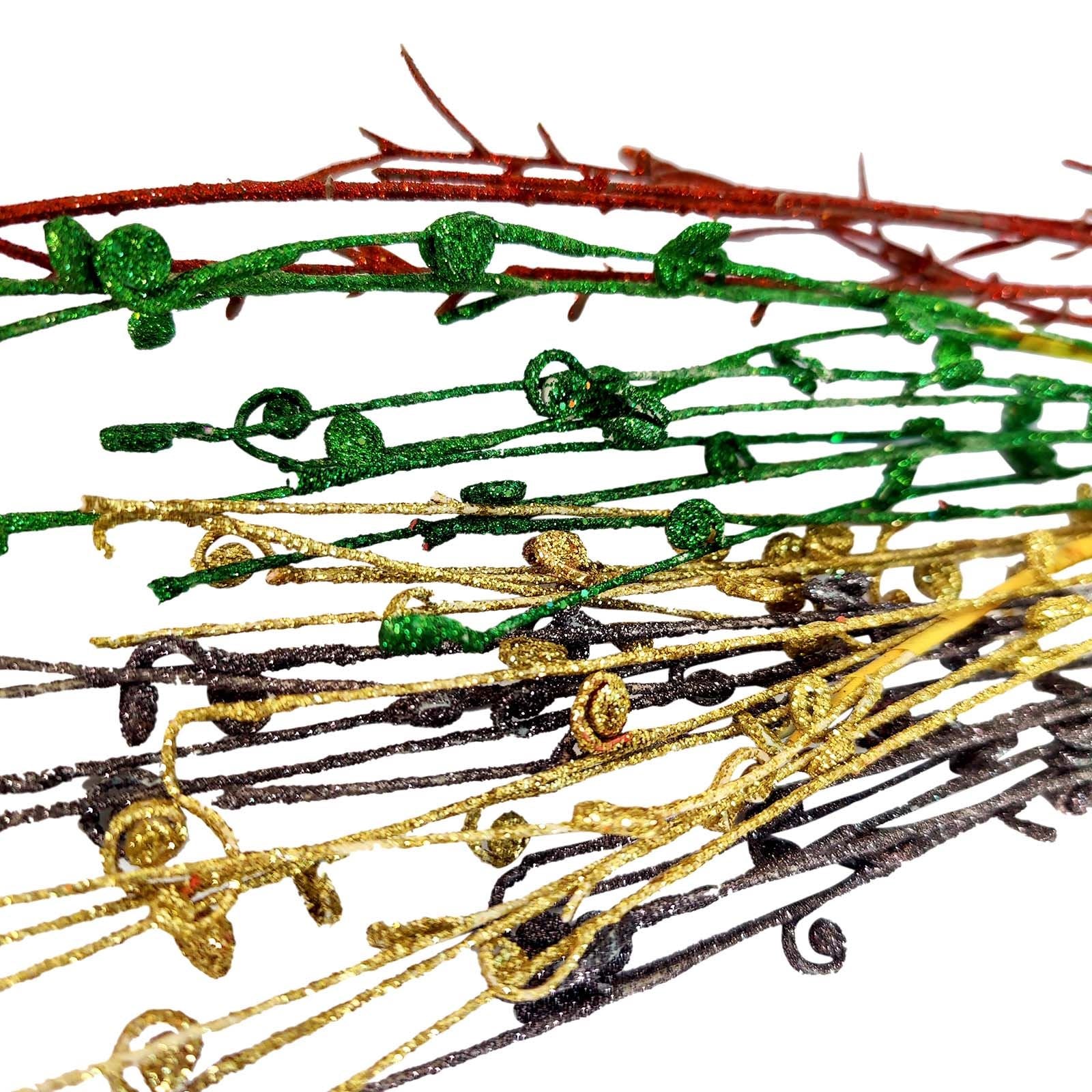 2x Extra Long Glitter Twig Spray Stems