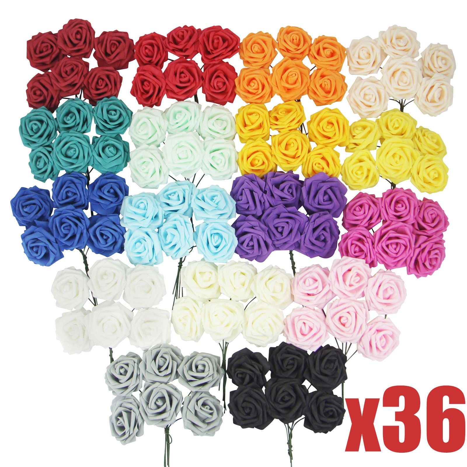 Colourfast Foam Roses - 6 Bunches - Large