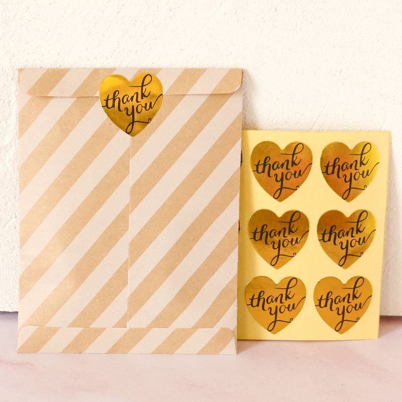 Sticker Sheets - Round and Heart Foil Thank You